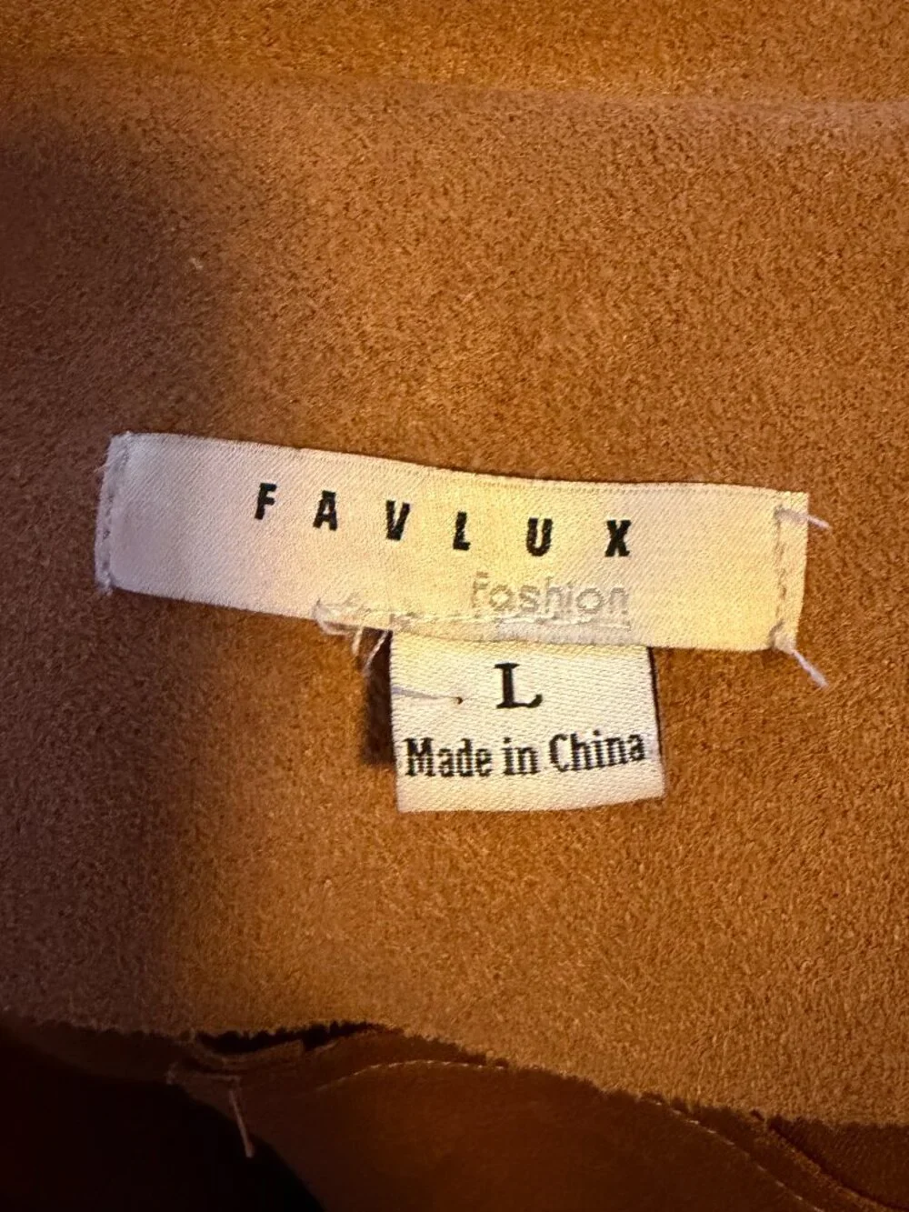 Favlux Tan Faux Suede Moto Jacket • Size Large • Lightweight • NWOT - Picture 3 of 5